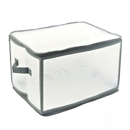 яяяКоробка для хранения (на молнии, складная) 30*40*25см. (пластик, кант из нетканого полотна