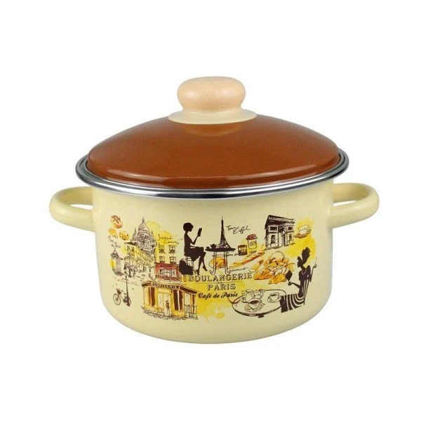 Набор посуды 3пр 2/3/4л эмаль ПАРИЖСКОЕ КАФЕ цилиндрический ванильный 2-222/6 (1)