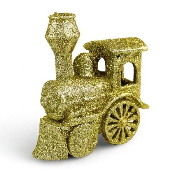 Игрушка новогодняя на елку ПАРОВОЗ 9*7см пластик золото OSHR21-536/JC-16464 (1200)