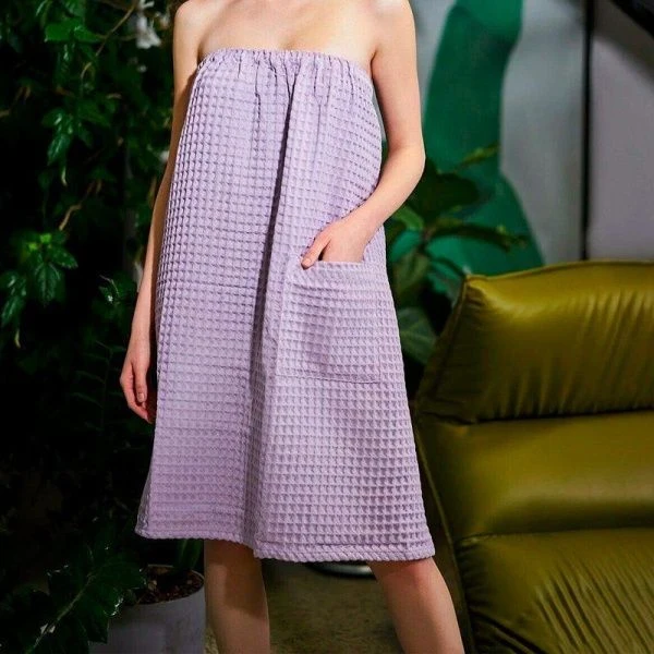 Полотенце банное (парео) 80*145см вафельное Boho сиреневый 100% хлопок, 290г/м2 6243529