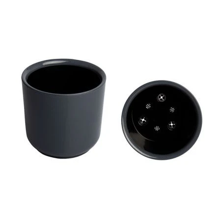 Горшок цветочный 17,3л 30*30см пластик ДЕЛЬТА с вкладкой антрацит (1)