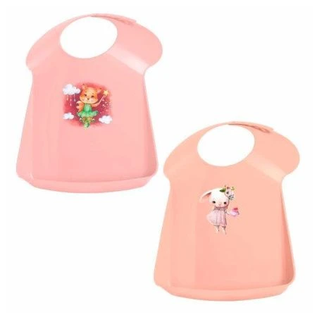 Нагрудник детский 340*240*65мм пластик розовый/светло-розовый (20)