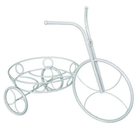Подставка для цветов 540*290*410мм металл ВЕЛОСИПЕД белое серебро (1)