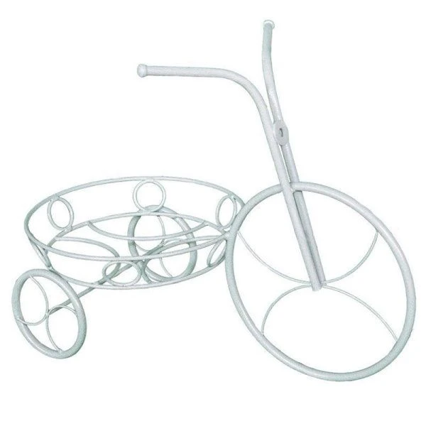 Подставка для цветов 540*290*410мм металл ВЕЛОСИПЕД белое серебро (1)