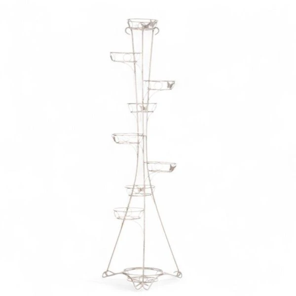 Стойка кованая на 9 цветков 50*175*50см металл ЛОЗА белая-золото 14-109 WG (1)