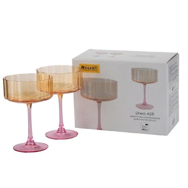 Бокалы-креманки для шампанского набор 2шт 440мл стекло ASTI 81-104 (12)