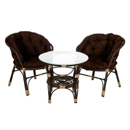 Набор мебели иск.ротанг Багамы Лайт (2 кресла, стол 60см) коричневый, коричневый арт. BG3325 (1)