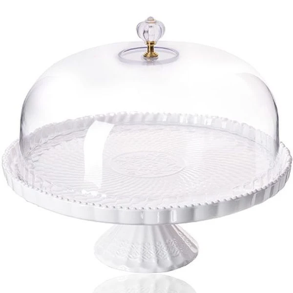 Подставка для торта на ножке 28,5см фарфор с крышкой подар.уп. LR28488 (4)