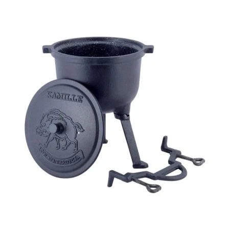 Котелок чугунный 8л эмалированный на ножках арт.4801M (1)