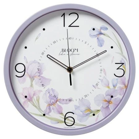 Часы настенные 30см пластик РУБИН Ирисы сиреневый (10)