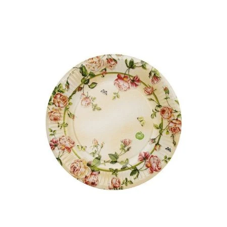 Тарелка бумажная 23см (набор 6шт.) ЧАЙНАЯ РОЗА (75)