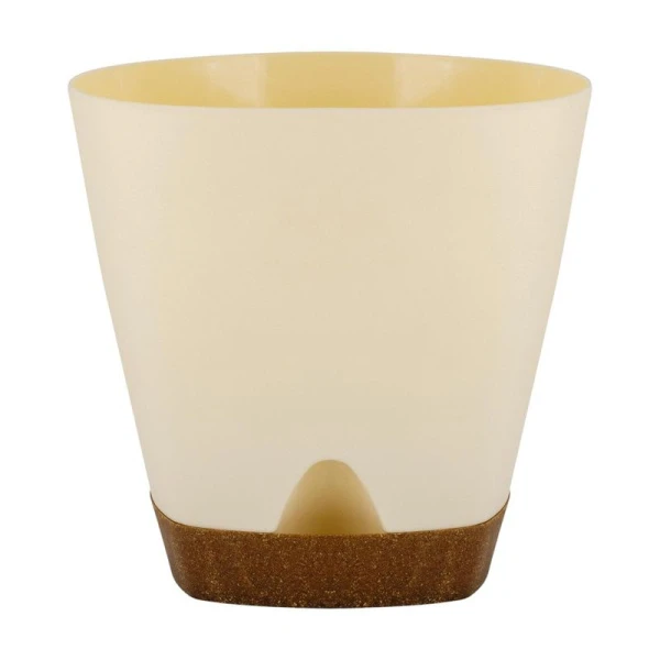 Горшок для цветов 8л 250мм пластик WOOD с прикорневым поливом сливочный/бук (6)