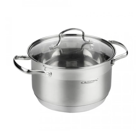 Кастрюля 2,5л h11,5см нерж.сталь ГАММА стекл.крышка d18см индукция КТ20-D-18 (4)