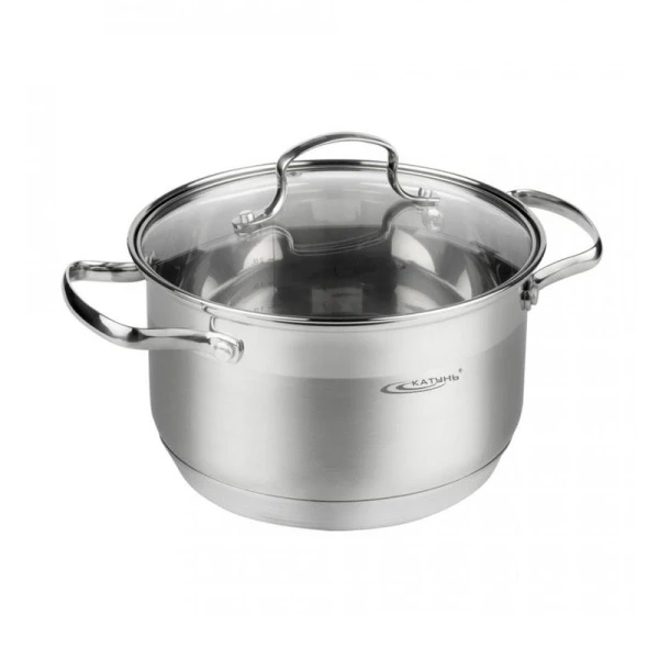 Кастрюля 2,5л h11,5см нерж.сталь ГАММА стекл.крышка d18см индукция КТ20-D-18 (4)