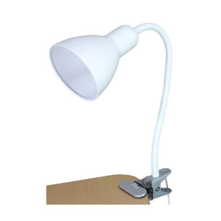 Лампа-прищепка металл/пластик UT-708 белая 220В 60Вт Е27, ствол 38см, шнур с выключателем 1,5м (12)