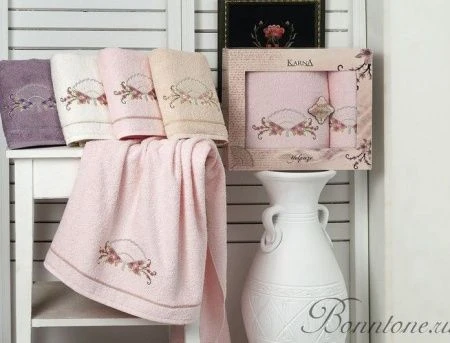 яяяНабор полотенец 2пр 50*80/70*130 махровые Karna YELPAZE (Абрикосовый)