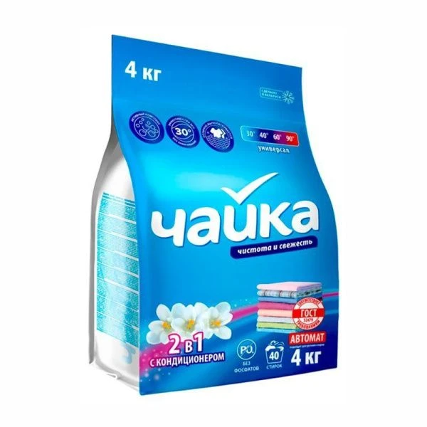 Порошок стиральный 4кг ЧАЙКА 2в1 с кондиционером универсальный автомат (3)