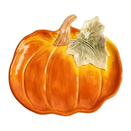 Блюдо сервировочное 22см керамика Тыква Bright pumpkin оранжево-зеленое ANLAF-FDWS-031224-4