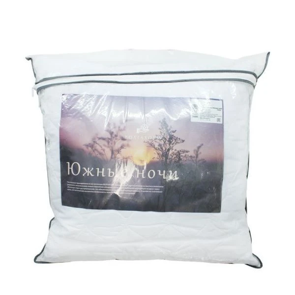 Подушка 70*70см стеганая бамбук 30%+п/э 70%; микроволокно Люкс; ткань-тик (в сумке) ЮЖНЫЕ НОЧИ