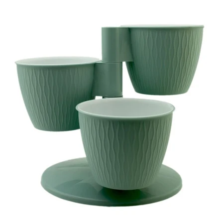 Горшок цветочный 27*22см пластик КАСКАД-ПИРАМИДА мята (10)