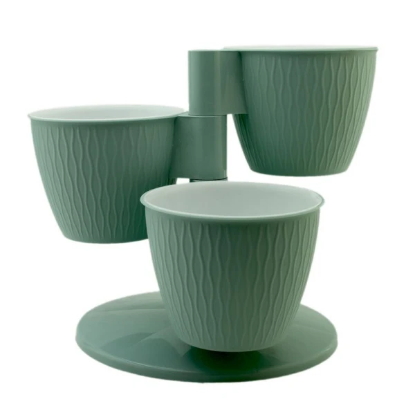 Горшок цветочный 27*22см пластик КАСКАД-ПИРАМИДА мята (10)