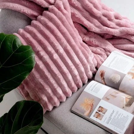 Наволочка декоративная 45*45cм велсофт 300GSM полоска 2,5мм розовая пудра JC-17904 (50