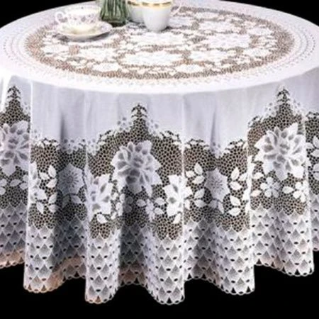 Скатерть 60 (150см) ПВХ КРУГ CROCHET белая S-412 (48)