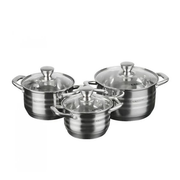 Набор кастрюль 3пр 1,8/2,5/3,5л нерж.сталь ЭЛИС стекл.крышка индукция KT16-B (2)