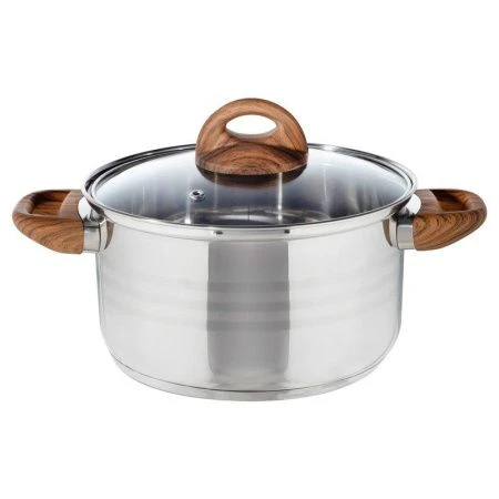 Кастрюля 3,5л нерж.сталь FORESTA со стекл.крышкой, ручки под дерево soft-touch, 3-х сл.капс.дно (6)