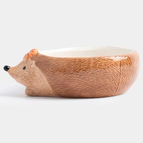 Конфетница 21*15см керамика Еж с листом Autumn forest коричневая ANLAF-FDWS-031224-14