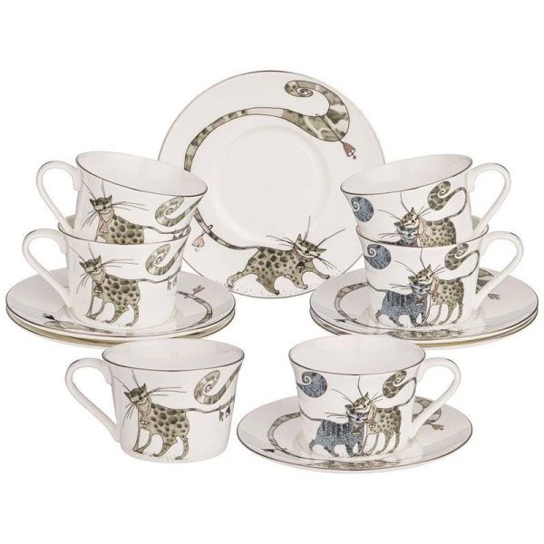 Чайный набор 12пр фарфор КОТИКИ на 6 персон 200мл (6)