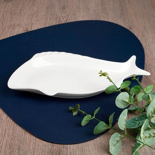 Блюдо 30,5*14,5*3см фарфор МАРШМЕЛЛОУ фигурное (5/30)