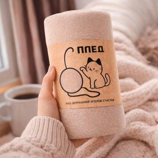 Плед 150*200см флис 220GSM бежевый JC-17919 (20)