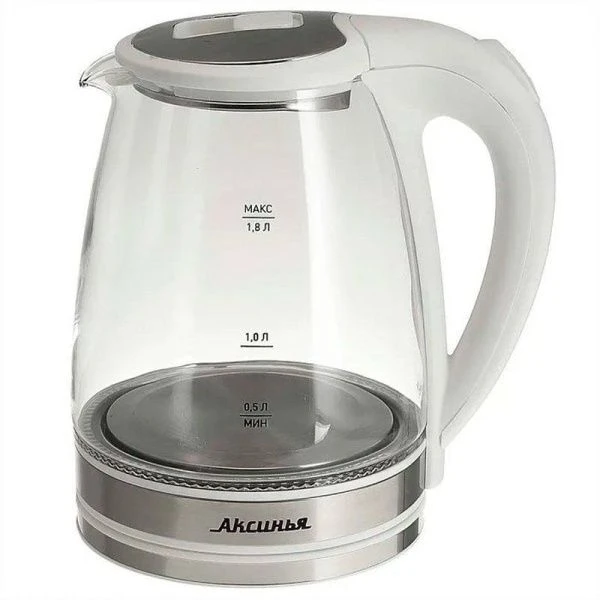 Чайник электрический 1,8л стекло 1500Вт АКСИНЬЯ КС-1021 белый (12)