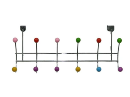 Вешалка на дверь 6 крючков 2-х уровневые с подвесом Большая капля металл 22х50х11см(5мм) JC-1159(24)