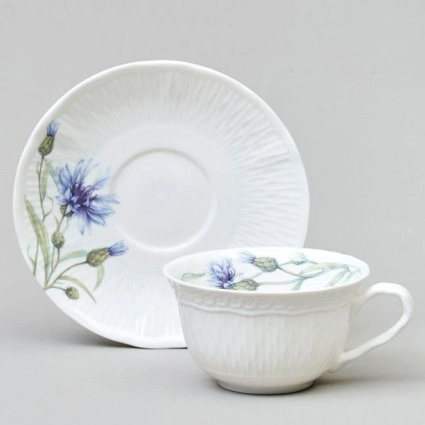 Чайный набор 4пр фарфор ВАСИЛЬКИ на 2 персоны 250мл (12)