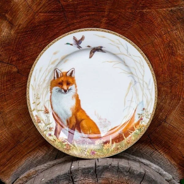 Тарелка мелкая 20,5см фарфор ОХОТА десертная (24)