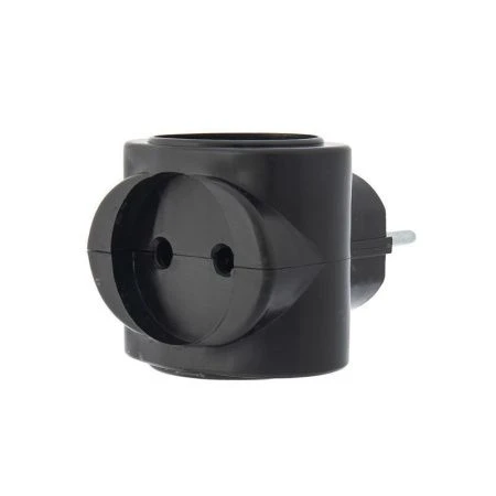 Разветвитель (тройник) пластик 220В- 6А черный REXANT 11-1064-1