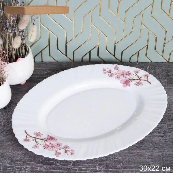 Блюдо 30см стеклокерамика САКУРА овальное 36/LHP-FW4 (7196) (2)
