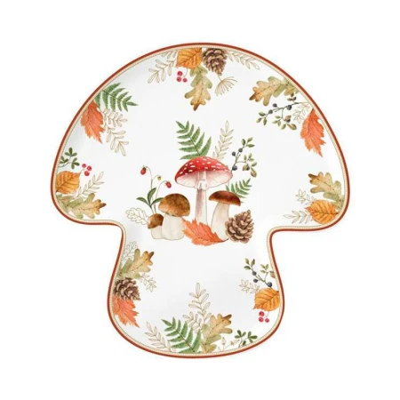 Блюдо 30*28см фарфор Autumn Breeze Гриб белое с коричневым кантом фигурное EL-R2144/AUBR (6)
