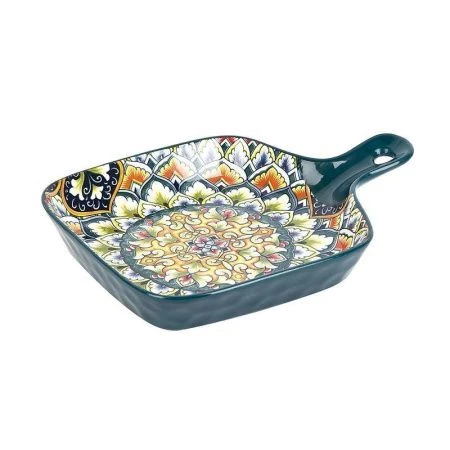 Блюдо с ручкой 22,5*16*3,5см фарфор Arabesque зеленый (36)