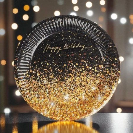 Тарелка бумажная 18см Happy Birthday