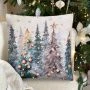 Наволочка декоративная новогодняя 44*44см гобелен ЕЛИ ТИВОЛИ серебряный люрекс
