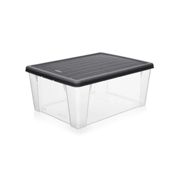 Контейнер для хранения 9л 353*252*139мм пластик ELEGANCE графитовый (12)