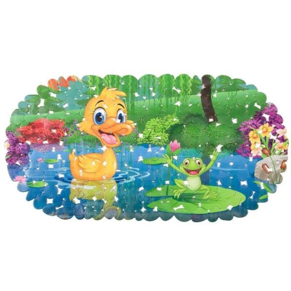 Коврик противоскользящий ПВХ 67*36см овальный Утёнок (16)