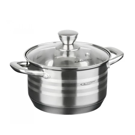 Кастрюля 5,5л h13,5см нерж.сталь ЭЛИС стекл.крышка d24см индукция KT16-d-24 (4)