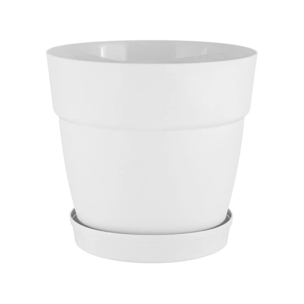 Горшок для цветов 20л 36см пластик Villa de Fiori с фикс.поддоном на колесиках белоснежный жасмин (6)