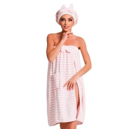 Набор для сауны женский микрофибра 2пр 72*140/26*31см розовый 4294097+K-366