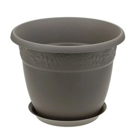 Кашпо 5л d250мм пластик РЯБИНА с поддоном французcкий серый (16)