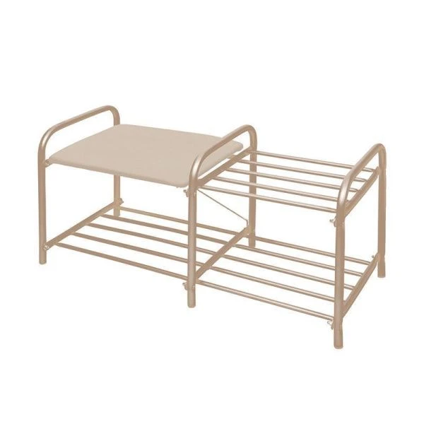 Полка для обуви 2 секции 360*330*800 металл/винил ЛЮКС бежевый металлик/слон.кость ЭТЛ1-1 (1)